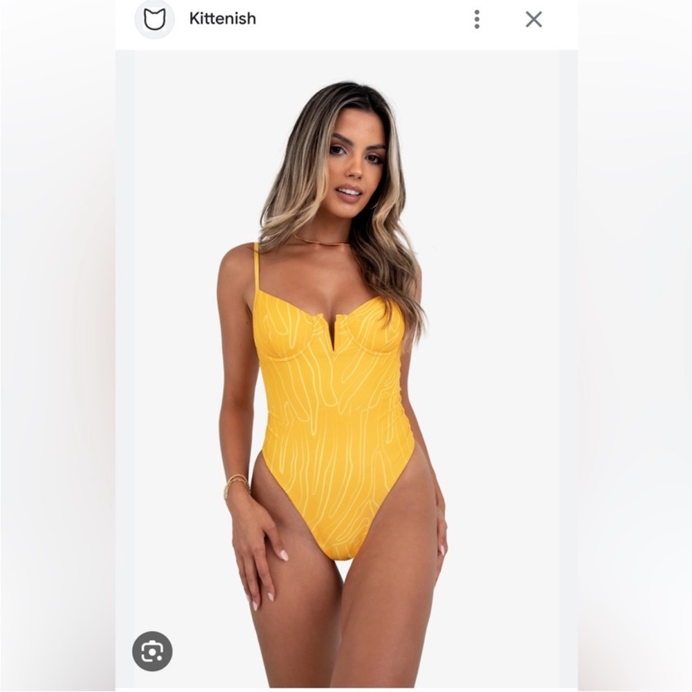 KITTENISH 💛 Stay Wild One piece bathing suit NWT